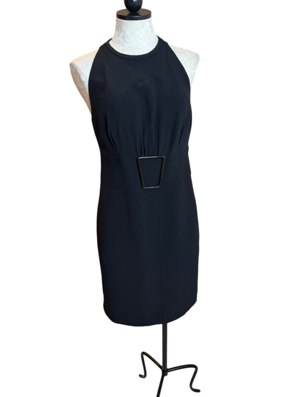 Karl Lagerfeld 1990s Womens Open Back Cocktail Dress Size 40 Black Halter Neck
